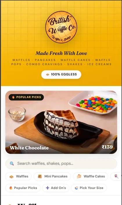 British Waffle Co.: Digital menu screen