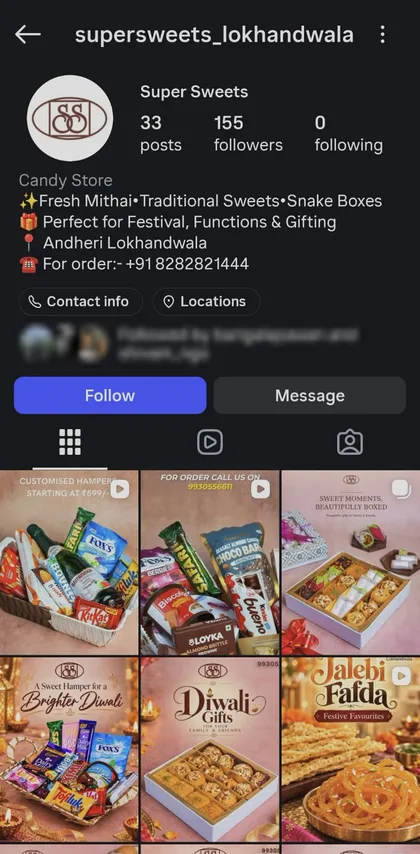 Super Sweets: Instagram screen