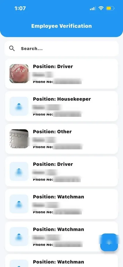ParisarOne: Staff verification screen
